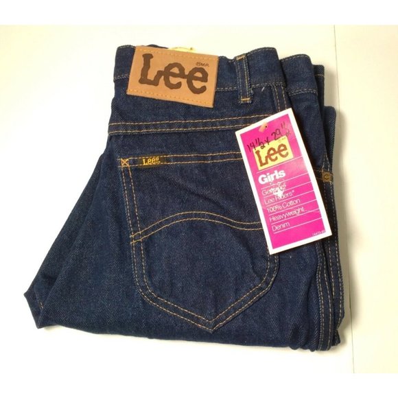 Vintage LEE Girls' Rider Dark Denim Straight Leg Jeans Size 14.5X29.5 New - Picture 1 of 8